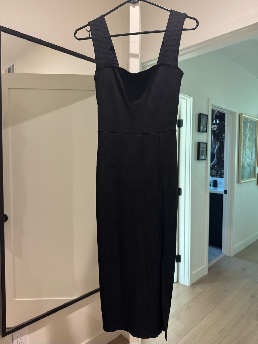 Reformation ribbed black dress s